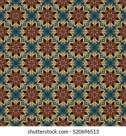 Ornate floral seamless texture, endless pattern with vintage mandala elements. Can be used for wallpaper, pattern fills, web page background, surface textures.Islam, Arabic, Indian, ottoman motifs.