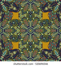 Ornate floral seamless texture, endless pattern with vintage mandala elements. Can be used for wallpaper, pattern fills, web page background, surface textures.Islam, Arabic, Indian, ottoman motifs.