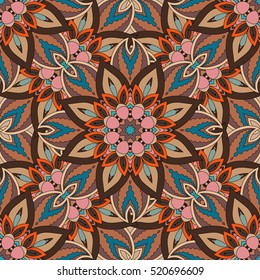 Ornate floral seamless texture, endless pattern with vintage mandala elements. Can be used for wallpaper, pattern fills, web page background, surface textures.Islam, Arabic, Indian, ottoman motifs.