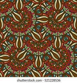 Ornate floral seamless texture, endless pattern with vintage mandala elements. Can be used for wallpaper, pattern fills, web page background, surface textures.Islam, Arabic, Indian, ottoman motifs.