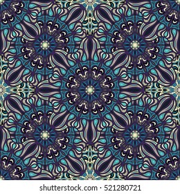 Ornate floral seamless texture, endless pattern with vintage mandala elements. Can be used for wallpaper, pattern fills, web page background, surface textures.Islam, Arabic, Indian, ottoman motifs.