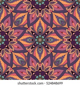 Ornate floral seamless texture, endless pattern with vintage mandala elements. Can be used for wallpaper, pattern fills, web page background, surface textures.Islam, Arabic, Indian, ottoman motifs.