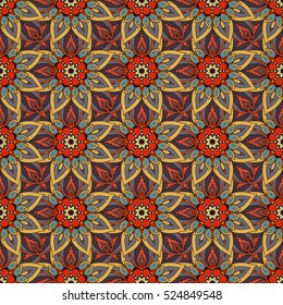 Ornate floral seamless texture, endless pattern with vintage mandala elements. Can be used for wallpaper, pattern fills, web page background, surface textures.Islam, Arabic, Indian, ottoman motifs.