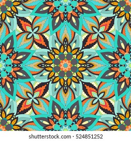 Ornate floral seamless texture, endless pattern with vintage mandala elements. Can be used for wallpaper, pattern fills, web page background, surface textures.Islam, Arabic, Indian, ottoman motifs.