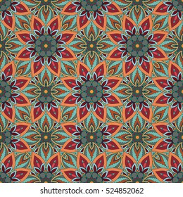 Ornate floral seamless texture, endless pattern with vintage mandala elements. Can be used for wallpaper, pattern fills, web page background, surface textures.Islam, Arabic, Indian, ottoman motifs.