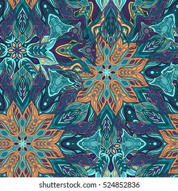 Ornate floral seamless texture, endless pattern with vintage mandala elements. Can be used for wallpaper, pattern fills, web page background, surface textures.Islam, Arabic, Indian, ottoman motifs.