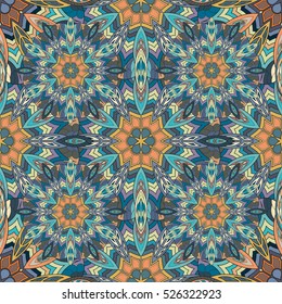 Ornate floral seamless texture, endless pattern with vintage mandala elements. Can be used for wallpaper, pattern fills, web page background, surface textures.Islam, Arabic, Indian, ottoman motifs.