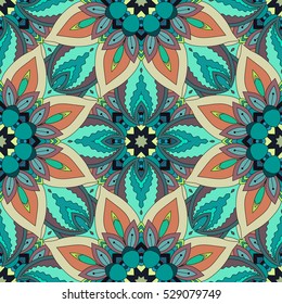 Ornate floral seamless texture, endless pattern with vintage mandala elements. Can be used for wallpaper, pattern fills, web page background, surface textures.Islam, Arabic, Indian, ottoman motifs.