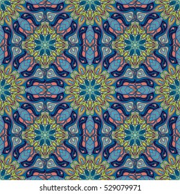 Ornate floral seamless texture, endless pattern with vintage mandala elements. Can be used for wallpaper, pattern fills, web page background, surface textures.Islam, Arabic, Indian, ottoman motifs.