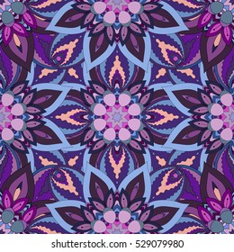 Ornate floral seamless texture, endless pattern with vintage mandala elements. Can be used for wallpaper, pattern fills, web page background, surface textures.Islam, Arabic, Indian, ottoman motifs.