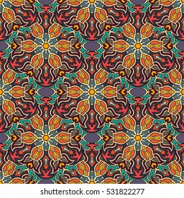Ornate floral seamless texture, endless pattern with vintage mandala elements. Can be used for wallpaper, pattern fills, web page background, surface textures.Islam, Arabic, Indian, ottoman motifs.