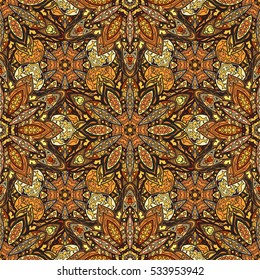 Ornate floral seamless texture, endless pattern with vintage mandala elements. Can be used for wallpaper, pattern fills, web page background, surface textures.Islam, Arabic, Indian, ottoman motifs.
