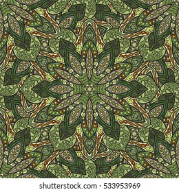 Ornate floral seamless texture, endless pattern with vintage mandala elements. Can be used for wallpaper, pattern fills, web page background, surface textures.Islam, Arabic, Indian, ottoman motifs.