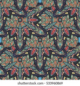 Ornate floral seamless texture, endless pattern with vintage mandala elements. Can be used for wallpaper, pattern fills, web page background, surface textures.Islam, Arabic, Indian, ottoman motifs.