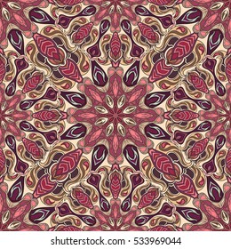 Ornate floral seamless texture, endless pattern with vintage mandala elements. Can be used for wallpaper, pattern fills, web page background, surface textures.Islam, Arabic, Indian, ottoman motifs.