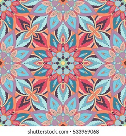 Ornate floral seamless texture, endless pattern with vintage mandala elements. Can be used for wallpaper, pattern fills, web page background, surface textures.Islam, Arabic, Indian, ottoman motifs.