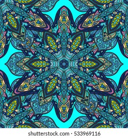 Ornate floral seamless texture, endless pattern with vintage mandala elements. Can be used for wallpaper, pattern fills, web page background, surface textures.Islam, Arabic, Indian, ottoman motifs.