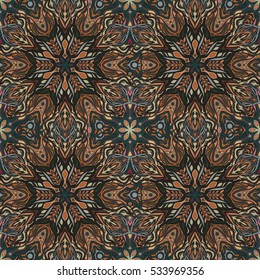 Ornate floral seamless texture, endless pattern with vintage mandala elements. Can be used for wallpaper, pattern fills, web page background, surface textures.Islam, Arabic, Indian, ottoman motifs.