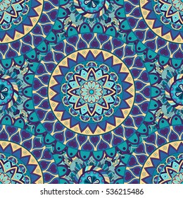 Ornate floral seamless texture, endless pattern with vintage mandala elements. Can be used for wallpaper, pattern fills, web page background, surface textures.Islam, Arabic, Indian, ottoman motifs.