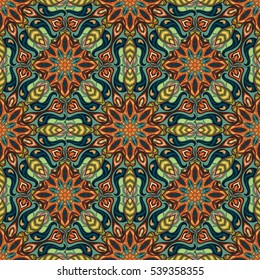 Ornate floral seamless texture, endless pattern with vintage mandala elements. Can be used for wallpaper, pattern fills, web page background, surface textures.Islam, Arabic, Indian, ottoman motifs.