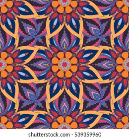 Ornate floral seamless texture, endless pattern with vintage mandala elements. Can be used for wallpaper, pattern fills, web page background, surface textures.Islam, Arabic, Indian, ottoman motifs.