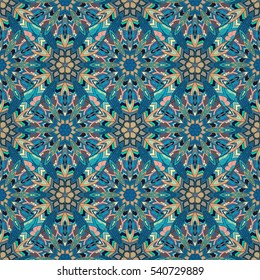 Ornate floral seamless texture, endless pattern with vintage mandala elements. Can be used for wallpaper, pattern fills, web page background, surface textures.Islam, Arabic, Indian, ottoman motifs.