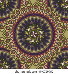 Ornate floral seamless texture, endless pattern with vintage mandala elements. Can be used for wallpaper, pattern fills, web page background, surface textures.Islam, Arabic, Indian, ottoman motifs.