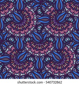 Ornate floral seamless texture, endless pattern with vintage mandala elements. Can be used for wallpaper, pattern fills, web page background, surface textures.Islam, Arabic, Indian, ottoman motifs.