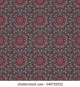 Ornate floral seamless texture, endless pattern with vintage mandala elements. Can be used for wallpaper, pattern fills, web page background, surface textures.Islam, Arabic, Indian, ottoman motifs.