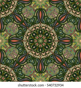 Ornate floral seamless texture, endless pattern with vintage mandala elements. Can be used for wallpaper, pattern fills, web page background, surface textures.Islam, Arabic, Indian, ottoman motifs.