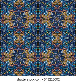 Ornate floral seamless texture, endless pattern with vintage mandala elements. Can be used for wallpaper, pattern fills, web page background, surface textures.Islam, Arabic, Indian, ottoman motifs.