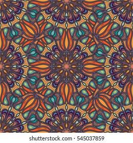 Ornate floral seamless texture, endless pattern with vintage mandala elements. Can be used for wallpaper, pattern fills, web page background, surface textures.Islam, Arabic, Indian, ottoman motifs.