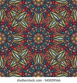 Ornate floral seamless texture, endless pattern with vintage mandala elements. Can be used for wallpaper, pattern fills, web page background, surface textures.Islam, Arabic, Indian, ottoman motifs.