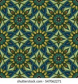 Ornate floral seamless texture, endless pattern with vintage mandala elements. Can be used for wallpaper, pattern fills, web page background, surface textures.Islam, Arabic, Indian, ottoman motifs.