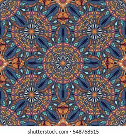 Ornate floral seamless texture, endless pattern with vintage mandala elements. Can be used for wallpaper, pattern fills, web page background, surface textures.Islam, Arabic, Indian, ottoman motifs.