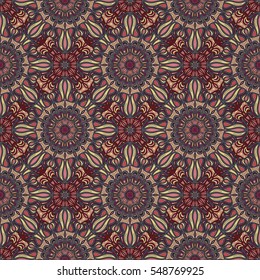 Ornate floral seamless texture, endless pattern with vintage mandala elements. Can be used for wallpaper, pattern fills, web page background, surface textures.Islam, Arabic, Indian, ottoman motifs.