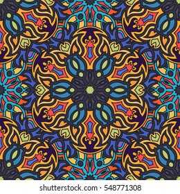 Ornate floral seamless texture, endless pattern with vintage mandala elements. Can be used for wallpaper, pattern fills, web page background, surface textures.Islam, Arabic, Indian, ottoman motifs.