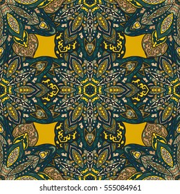 Ornate floral seamless texture, endless pattern with vintage mandala elements. Can be used for wallpaper, pattern fills, web page background, surface textures.Islam, Arabic, Indian, ottoman motifs.