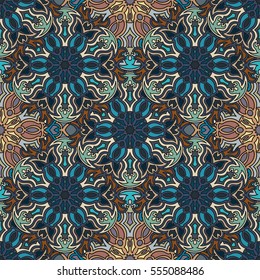 Ornate floral seamless texture, endless pattern with vintage mandala elements. Can be used for wallpaper, pattern fills, web page background, surface textures.Islam, Arabic, Indian, ottoman motifs.