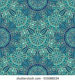 Ornate floral seamless texture, endless pattern with vintage mandala elements. Can be used for wallpaper, pattern fills, web page background, surface textures.Islam, Arabic, Indian, ottoman motifs.