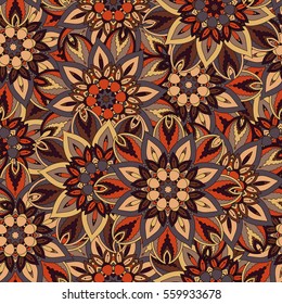Ornate floral seamless texture, endless pattern with vintage mandala elements. Can be used for wallpaper, pattern fills, web page background, surface textures.Islam, Arabic, Indian, ottoman motifs.