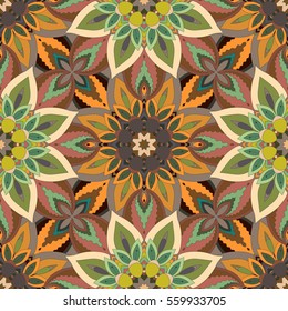 Ornate floral seamless texture, endless pattern with vintage mandala elements. Can be used for wallpaper, pattern fills, web page background, surface textures.Islam, Arabic, Indian, ottoman motifs.