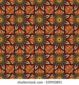 Ornate floral seamless texture, endless pattern with vintage mandala elements. Can be used for wallpaper, pattern fills, web page background, surface textures.Islam, Arabic, Indian, ottoman motifs.