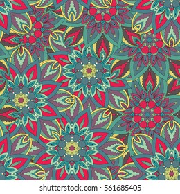 Ornate floral seamless texture, endless pattern with vintage mandala elements. Can be used for wallpaper, pattern fills, web page background, surface textures.Islam, Arabic, Indian, ottoman motifs.