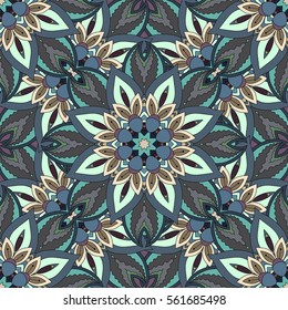 Ornate floral seamless texture, endless pattern with vintage mandala elements. Can be used for wallpaper, pattern fills, web page background, surface textures.Islam, Arabic, Indian, ottoman motifs.