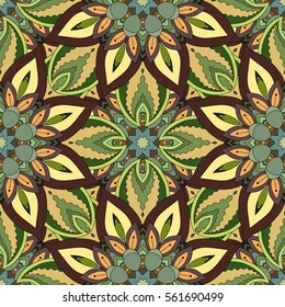 Ornate floral seamless texture, endless pattern with vintage mandala elements. Can be used for wallpaper, pattern fills, web page background, surface textures.Islam, Arabic, Indian, ottoman motifs.
