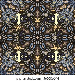 Ornate floral seamless texture, endless pattern with vintage mandala elements. Can be used for wallpaper, pattern fills, web page background, surface textures.Islam, Arabic, Indian, ottoman motifs.