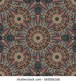 Ornate floral seamless texture, endless pattern with vintage mandala elements. Can be used for wallpaper, pattern fills, web page background, surface textures.Islam, Arabic, Indian, ottoman motifs.