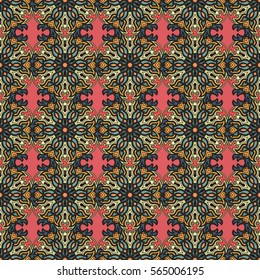 Ornate floral seamless texture, endless pattern with vintage mandala elements. Can be used for wallpaper, pattern fills, web page background, surface textures.Islam, Arabic, Indian, ottoman motifs.