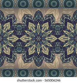 Ornate floral seamless texture, endless pattern with vintage mandala elements. Can be used for wallpaper, pattern fills, web page background, surface textures.Islam, Arabic, Indian, ottoman motifs.